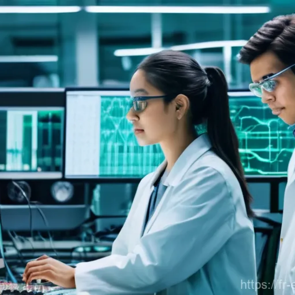 디지털 회로의 전력 분석 - **Prompt:** A group of diverse engineers, both male and female, in a state-of-the-art electronics la...