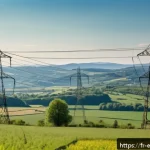 전력 시스템의 환경적 영향 - A panoramic view of a rural French landscape in the Auvergne-Rh&ocirc;ne-Alpes region featuring high-volta...