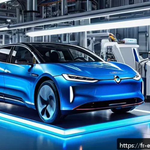 전기공학의 자동차 산업 응용 - A futuristic electric vehicle powertrain assembly scene in a high-tech automotive factory, showcasin...